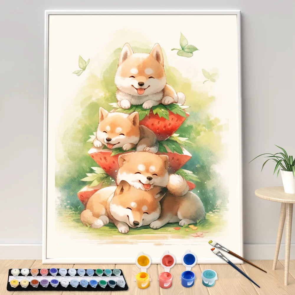 Malen nach Zahlen - Süße Corgi Hunde