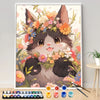 Malen nach Zahlen - Anime Katze im Blumenfeld